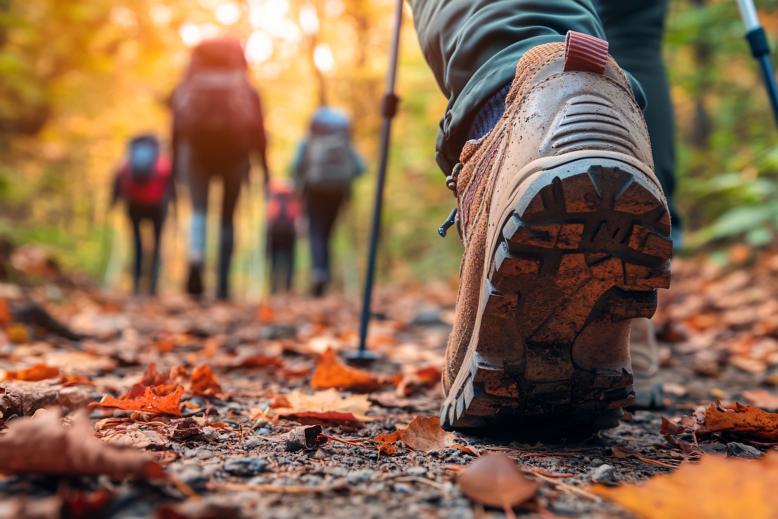 Chaussures de randonnée sur un sentier